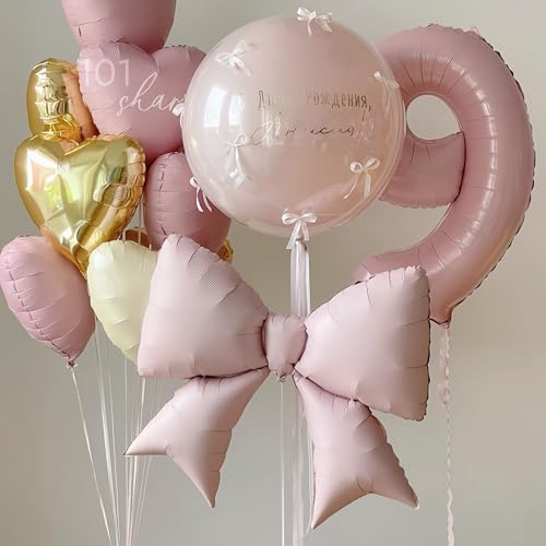 4Pcs Giant Pink Bow Balloons 38Inch/coquette Birthday Party Supplies/Pink Bachelorette Bridal Engagement Wedding Anniversa...