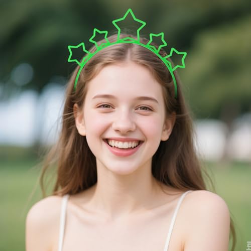 ZIRICHER Star Headband Glow In Dark,Luminous Star Plastic Hairbands with Teeth Cute Cartoon Hair Hoops for Girls Kids,Glow...