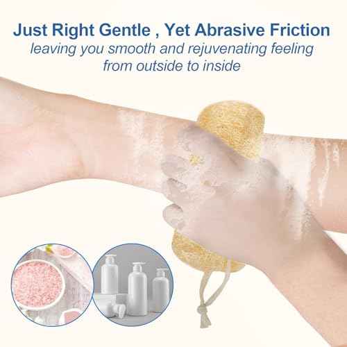 Natural Loofah Sponge (4 Packs), 6¡° Natural Loofah Exfoliating Body Scrubber Egyptian Loofa Eco 100% All Natural luffa Cleaning for Men Women Deep Clean Skin