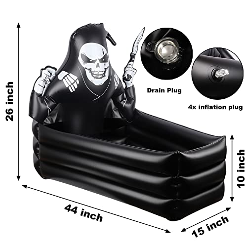 44 Inch Inflatable Grim Reaper Coffin Cooler Halloween Party Supplies 120+ Cans Large Capacity Inflatable Drink Holder for...