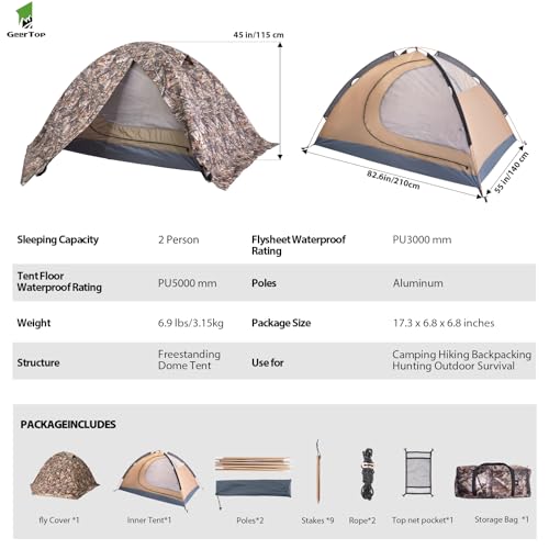 GEERTOP Ultralight 2 Person Backpacking Tent 4 Season Waterproof Camping Tent Double Layer Cold Weather Easy Set Up Tents ...