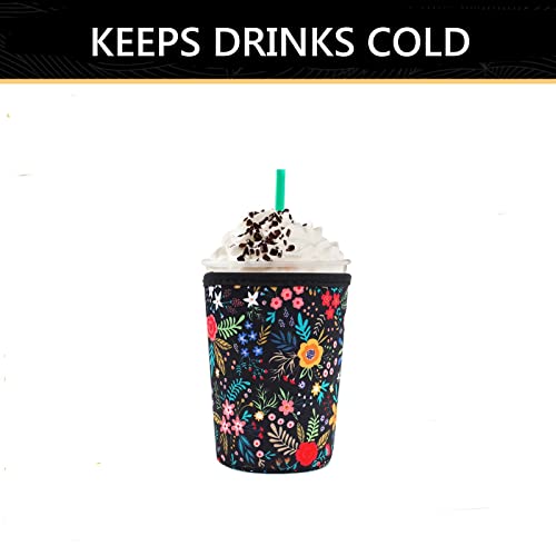 YR Reusable Neoprene Insulator Sleeve for Iced Coffee Cups, 3 Pack Coffee Coolies sleeves for Iced & Hot Drinks, Cold Beve...