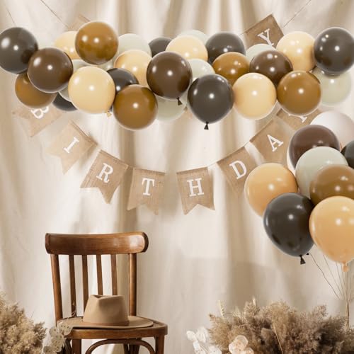 50pcs Brown Balloons, 12inch Dark Brown Latex Neutral Balloons for Birthday Party BOHO Wedding Bear Baby Shower Decoration...