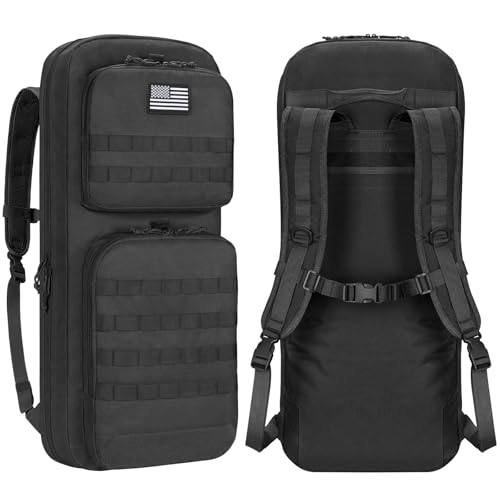 CVLIFE 30" 34" Soft Rifle Case Gun Backpack, Double Rifle Backpack Gun Bag Gun Case Covert Bug Out Bag, with Lockable Zipp...