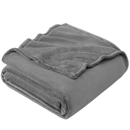 Hansleep Fleece Blanket Twin Size Grey, Soft Cozy Twin Blanket, Fuzzy Flannel Blanket for Bed, Sofa, Couch, Travel, Campin...