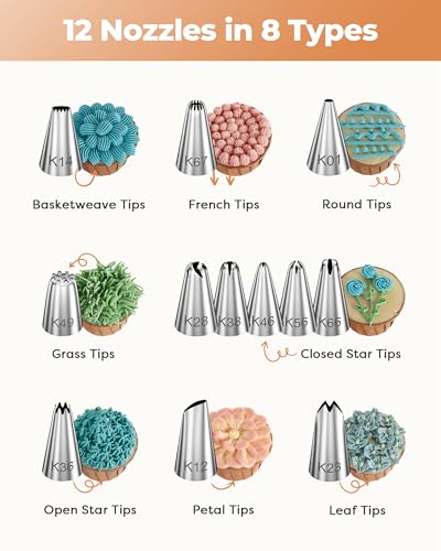 Kootek 71PCs Cake Decorating Kit, Baking Supplies Tools - Includes Cake Stand Turntable, 12 Icing Piping Tips Set, 2 Frost...