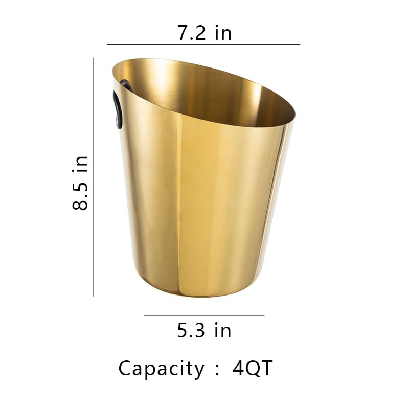 Stainless Steel Champagne Bucket - Stainless-Steel Beverage Tub - Diagonal Ice Bucket with Handle for Cocktail Bar, Wine, ...