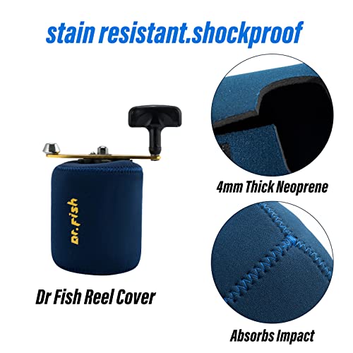 Dr.Fish Spinning Reel Cover, Fits 1000-3000, with 2 Round Baitcast Reel Cover Neoprene Fishing Reel Bag with Handle Slot, ...