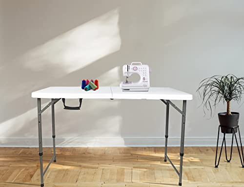 Go-Trio Folding Table 4/6/8 Foot, Foldable Table Adjustable Height Card Table, Indoor Outdoor Small Desk, Portable Plastic...