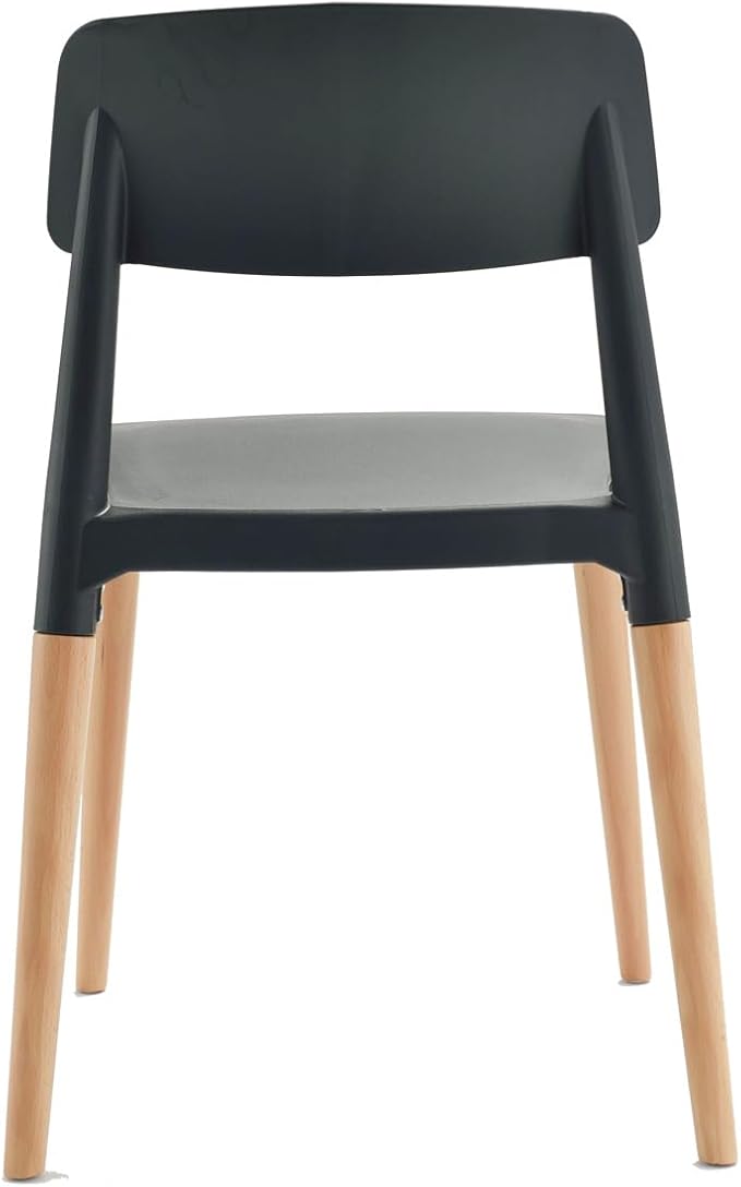 COZYBLOCK Bel Dining Bistro Cafe Style Modern Minimalist Side Chair Set of 2 (Black)