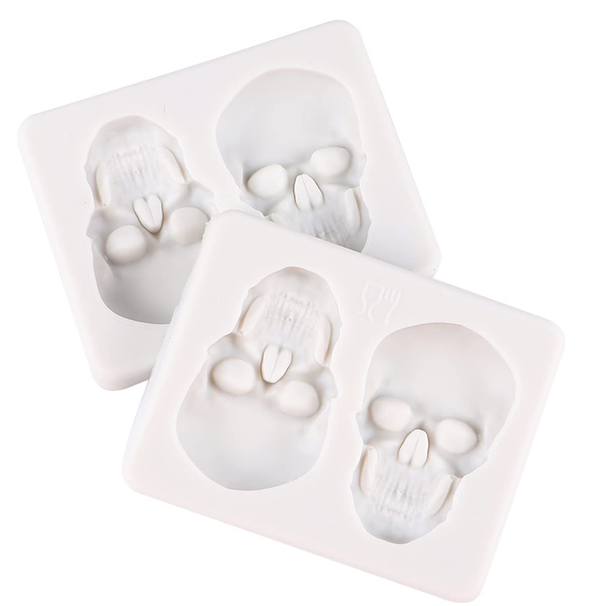 EXCEART 2pcs Halloween Skull Silicone Mold for Baking Cake Decoration Soap Making Unique Skull Shape Food-grade Silicone Easy to