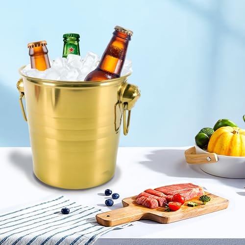 4 Pcs Stainless Steel Champagne Bucket, 3 Qt Double Wall Ice Bucket with Handles, Metal Wine Chiller for Champagne, Beer, ...