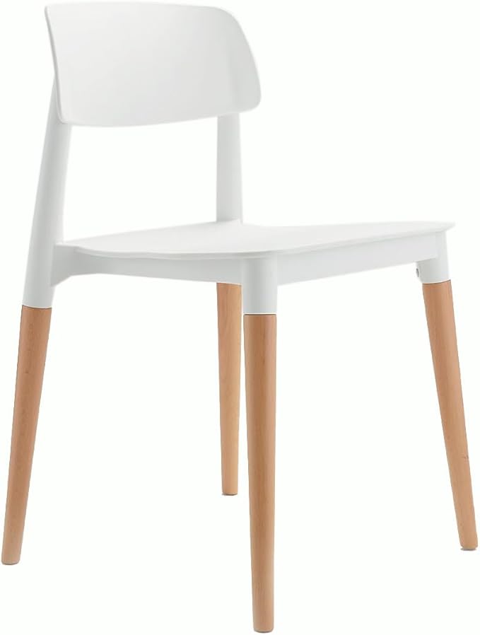 COZYBLOCK Bel Dining Bistro Cafe Style Modern Minimalist Side Chair Set of 2 (White)