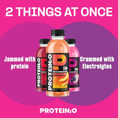 Protein2o Hydration Drink - 2-in-1 Liquid Clear Whey Protein Isolate and Electrolyte Drink - 15g Protein, Vitamins B5, B6...
