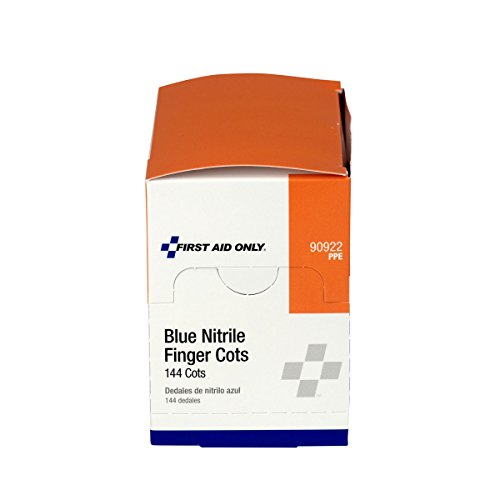 First Aid Only 90922 Blue Nitrile Finger Cots, Disposable Rubber Finger Protectors for Offices, Kitchens, Home, and More, ...