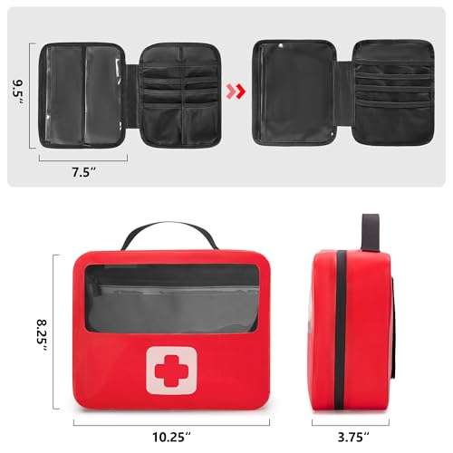 Marscamd Waterproof Empty First Aid Bag with a Detachable Panel, Small Medical Bag with Molle System, Red (Bag Only)