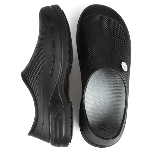 FFYLEN Chef Shoes for Men Non Slip Nursing Clogs Food Service Water Proof Oil Resistant Work Shoes for Kitchen Garden Rest...