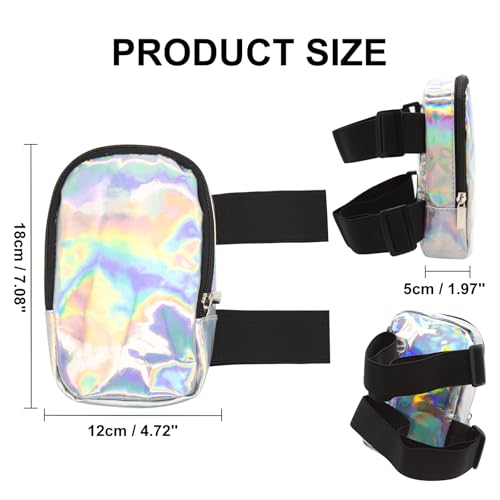 Long Keeper Holographic Thigh Bag for Women Adjustable Carnival Leg Bag Colorful Fashion Rave Phone Holder for Party Trave...