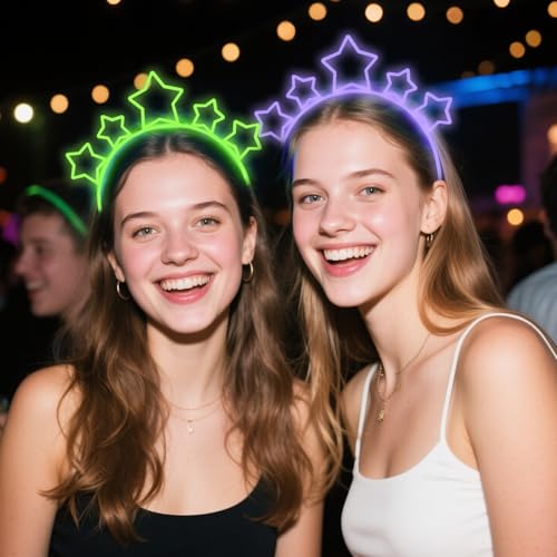 ZIRICHER Star Headband Glow In Dark,Luminous Star Plastic Hairbands with Teeth Cute Cartoon Hair Hoops for Girls Kids,Glow...