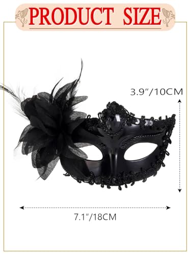 Zehope Flower Masquerade Masks Lace Venetian Mask Halloween Mardi Gras Party Costume for Women