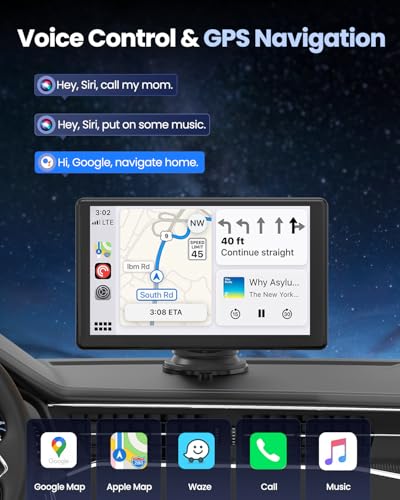 VyKure Portable Carplay Screen for Car 5K Dash Cam, 9" Wireless CarPlay & Android Auto Car Audio Receivers with 1080p Back...