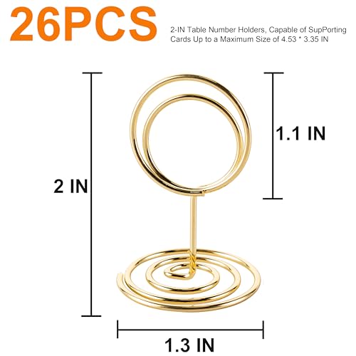 Hoewina 26Pcs Table Number Holders, Place Card Holder, Wire Picture Holder, Small Size Table Card Holders, Photo Holder fo...