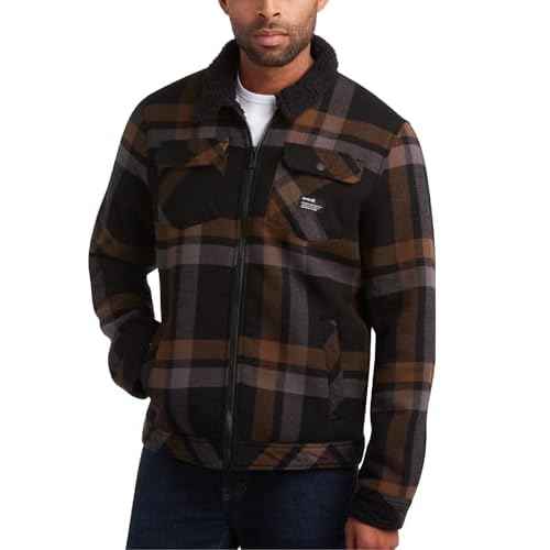 Hurley Mens Flannel Jacket - Soft Fleece Plaid Sherpa Lined Flannel Trucker Jacket - Warm Winter Jackets for Men