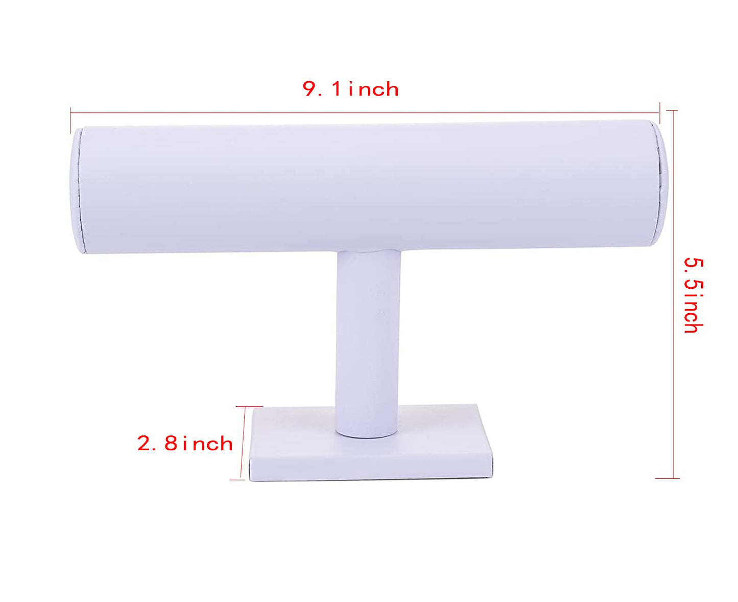 ChezMax Necklace Jewelry Display Jewelry Stand Hovering T-Bar Bracelet Holder for Home Organization, White Leatherette