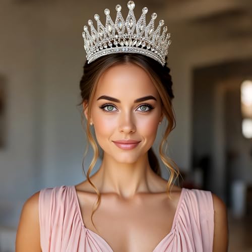 Tiaras and Crowns for Women,Wedding Tiara for Bride,Rhinestone Queen Crown,Crystal Costume Hair Accessories for Birthday P...