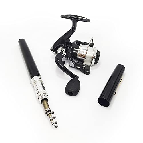 Portable Mini Small Fishing Rod and Spinning Reel Combos, Compact 38inch Pocket Pen Fishing Pole Telescopic with Line Lure...