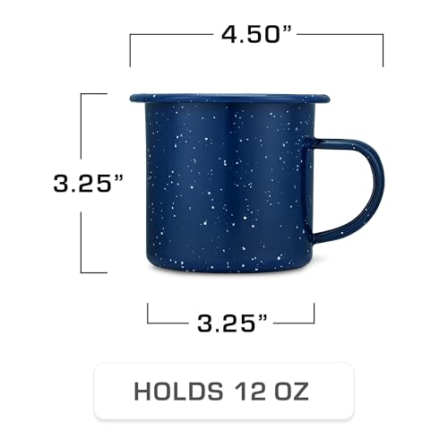 COLETTI Classic Camping Mugs — Enamel Coffee Mug, Camping Coffee Mugs — Premium Nostalgic Mug Set, German Imported Enamel ...