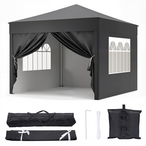 RUIE Pop Up Canopy with Sidewalls - 10x10 Pop Up Outdoor Canopy with Sidewalls | Canopy Tent with Sidewalls for Parties, C...