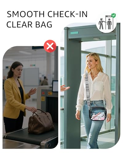 Bulado Clear Bag for Stadium Events, Clear Purses for Women with Adjustable Strap, Crossbody Bag for Sports Fans