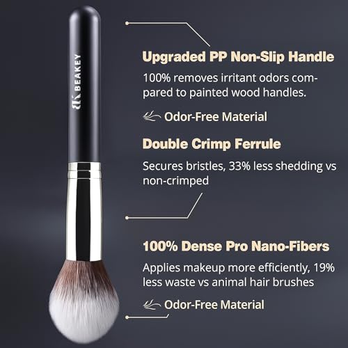 BEAKEY Makeup Brushes Set, Professional Foundation Eyeshadow Concealer Blush Powder Bronzer Applicator, 2 Blender Sponge w...
