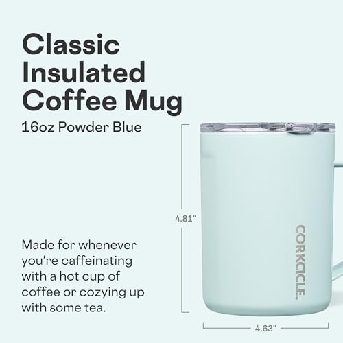Corkcicle Classic Coffee Mug - Triple Insulated Stainless Steel for Travel - Shatter-Proof Lid - Keeps Drink Hot Over 3 Ho...