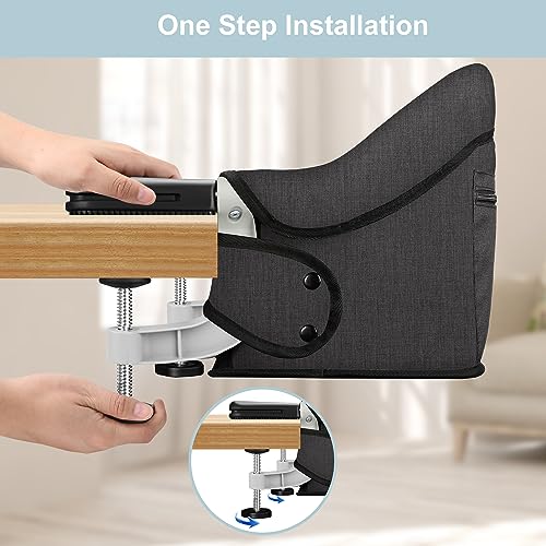 Hook On High Chair, Jozzve Baby High Chair, Portable High Chair for Travel, Foldable Fast Table Chair with Storage Bag, Ba...