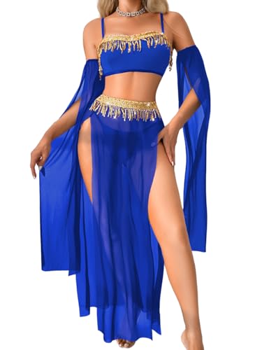 ShawGobow Exotic Wear Dancer Outfits,High Slit Skirt Sexy Lingerie For Women,Belly Dance Costume Cosplay Festival