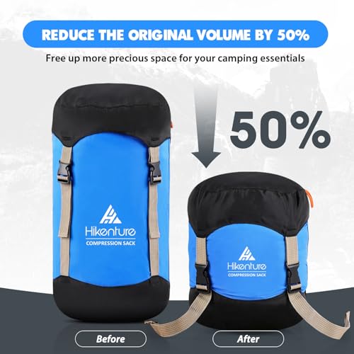 Hikenture Compression Sack for Sleeping Bag, Upgrade Anti-Tear Nylon Sleeping Bag Stuff Sack, 10L/14L/20L/30L Water-Resist...
