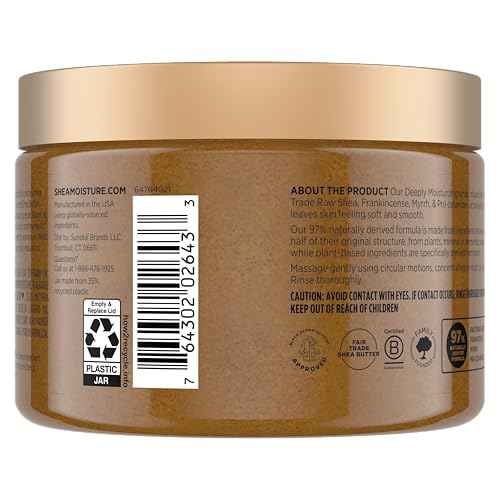SheaMoisture Shea Sugar Body Scrub For Moisturize And Restore Dry Skin Raw Shea Butter Deeply Moisturizing Body Scrub With 24h Shea Moisture Nutrients 12 oz