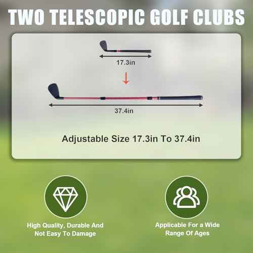 Backyard Golf Game,3pcs Golf Yard Game,with 2 Adjustable Clubs,Suitable for Lawns,Outdoors,Parks and Beaches
