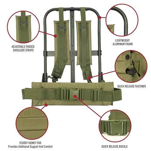 Rothco Alice Pack Frame with Attachments ? Includes Padded Shoulder Straps and Kidney Pad Waistbelt ? Lightweight Aluminum Construction