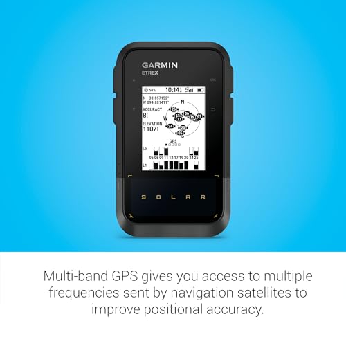 Garmin eTrex® Solar, GPS Handheld Navigator, Unlimited Battery Life, Water Resistant