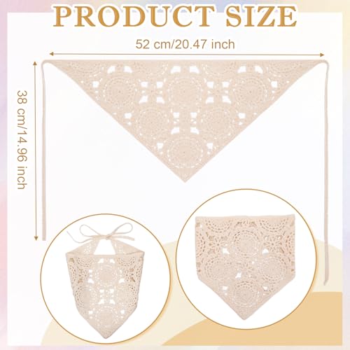 JATEBI 4PCS Women's Floral Lace Mesh Triangle Head Scarves Adjustable Boho Bandanas
