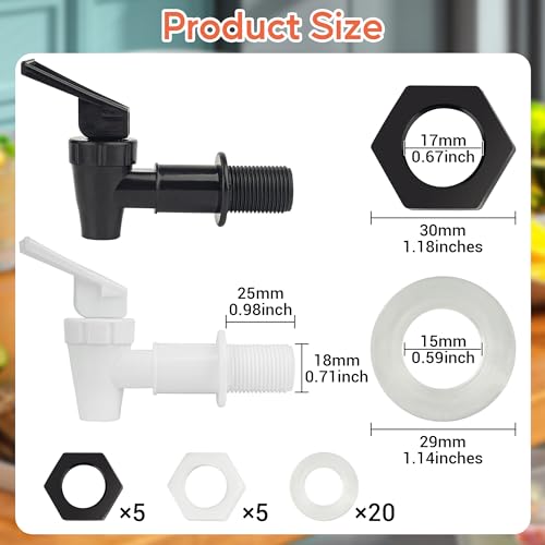 10 Sets Replacement Cooler Faucet, Reusable Plastic Spigot for Beverage Dispenser Parts, Outdoor Faucet Water Jug Spigot T...