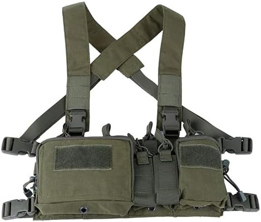 Lancer Tactical D3CRH Chest Rig w/Quad & 9mm Magazine Pouches (OD Green) – Compatible with Tactical Backpack (Not Included)