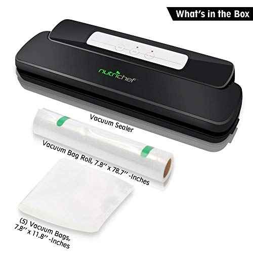NutriChef Automatic Handheld Vacuum Sealer Machine - Simple & Compact Fresh Saver Meal - Vacuum Sealing System with Starter Pack for Food Preservation