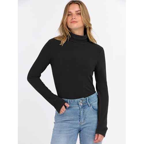 ANRABESS Women Turtleneck Top Long Sleeve Thermal Shirts Slim Fitted Basic Layer 2025 Fall Winter Outfits