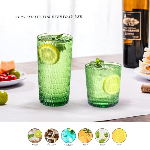 MIYOPESI 15oz and 22oz Colorful Acrylic Glasses Drinkware (Set of 8), Honeycomb Stackable Shatter-Proof Plastic Tumblers, ...