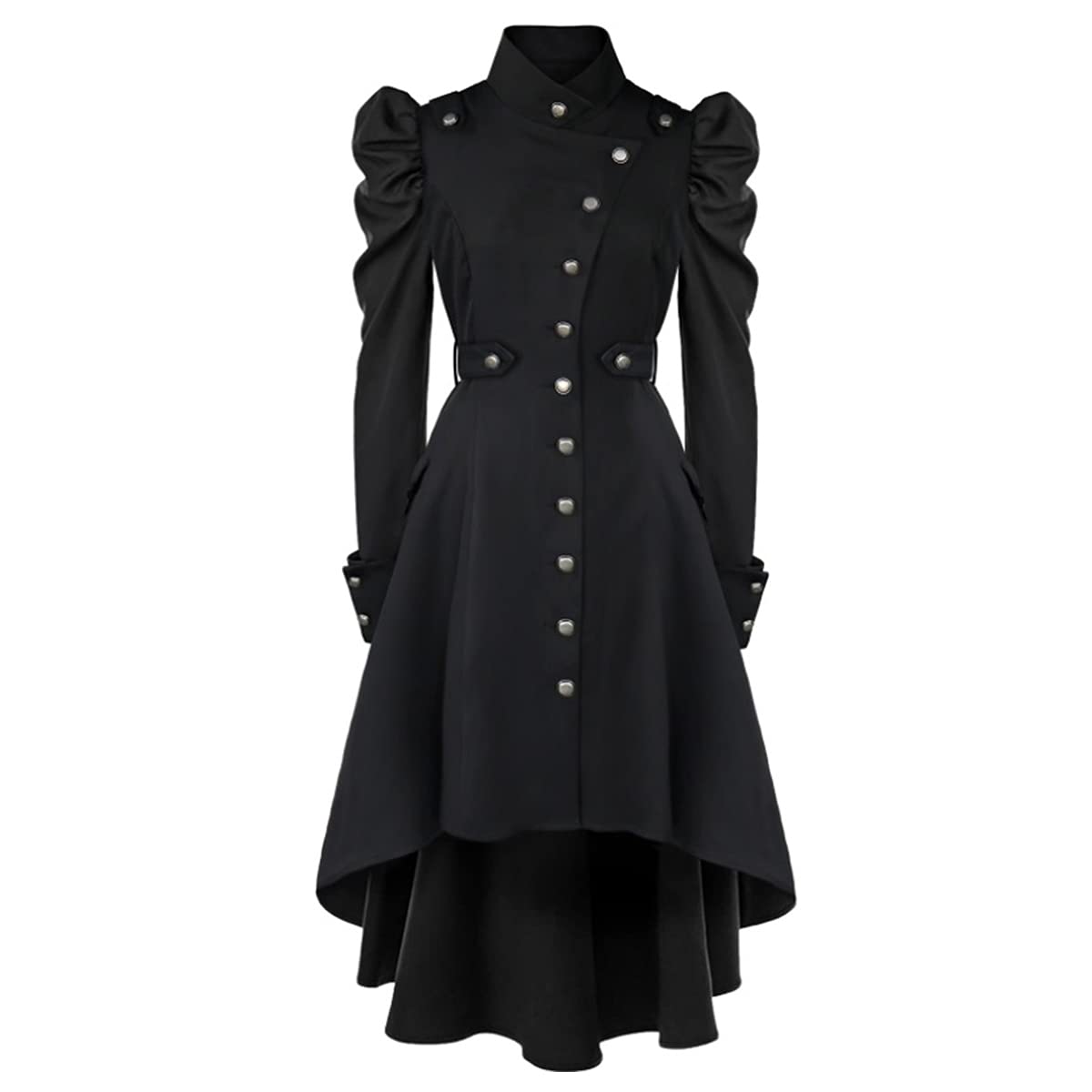 lifpoivake Women's Medieval Tuxedo Gothic Coat Trench Coat Performance Costume Halloween Costume(Black,XXL)