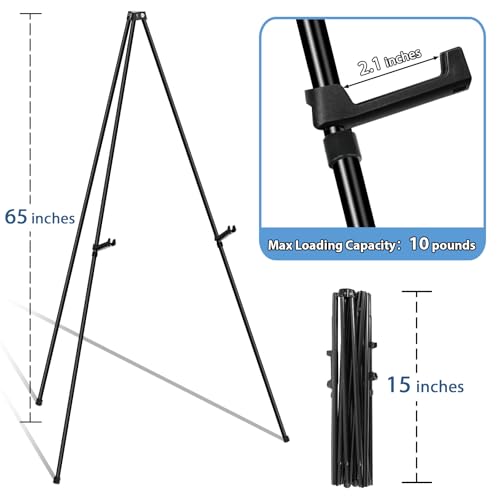 Thickened Easel Stand for Sign 65'' Metal Art Easels for Wedding, Portable Picture Stands for Display, Collapsible Floor E...
